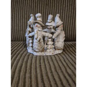 Porcelain Snowman Candle Holder, 3 In Diameter